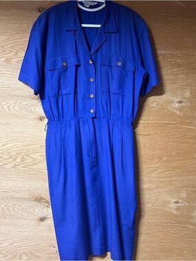 Vintage Classic Royal Blue Silk Dress